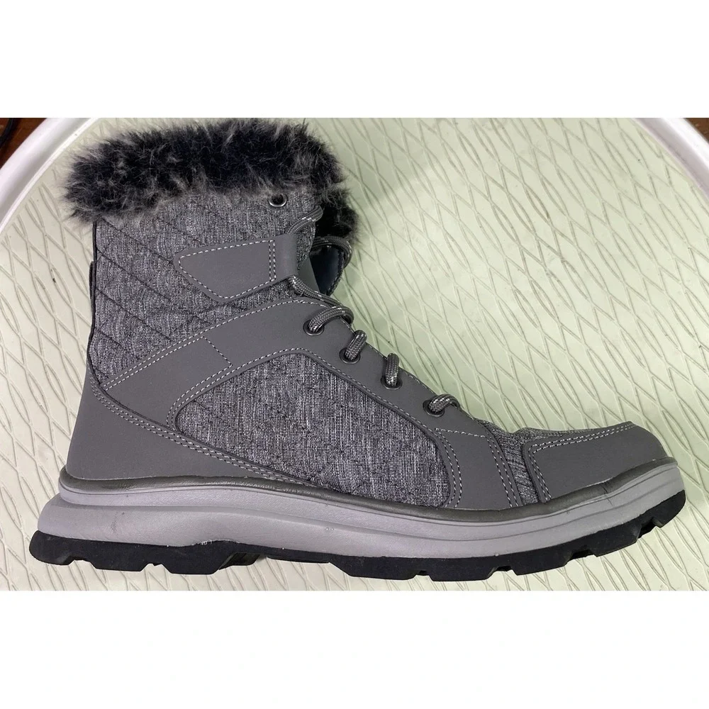 Ryka Brisk Womens Water Repellent,Quilted Winter Ankle Boots Gray Sz. 7.5‎ M EUC